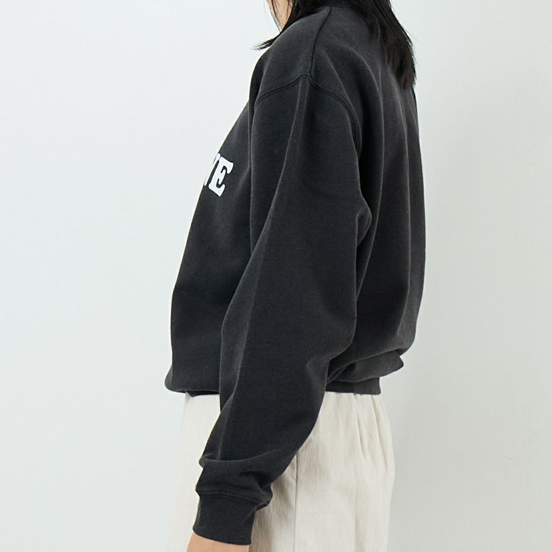 WORN FREE [ウォーン フリー] ヨーコ・オノ スウェット IMAGINE [WFR-VTG-200010] 09 BLACK &&モデル身長：167cm 着用サイズ：S&&