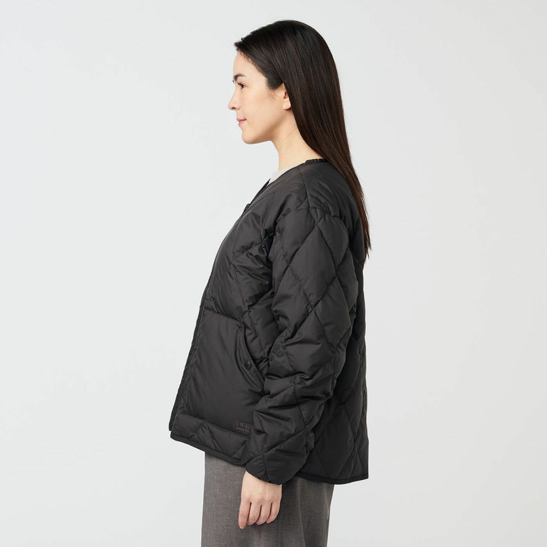 THE NORTH FACE PURPLE LABEL [ザ ノースフェイス パープルレーベル] パーテックスカンタムプラス フィールドダウンカーディガン [N25FA036] K BLACK &&モデル身長：162cm 着用サイズ：WS&&
