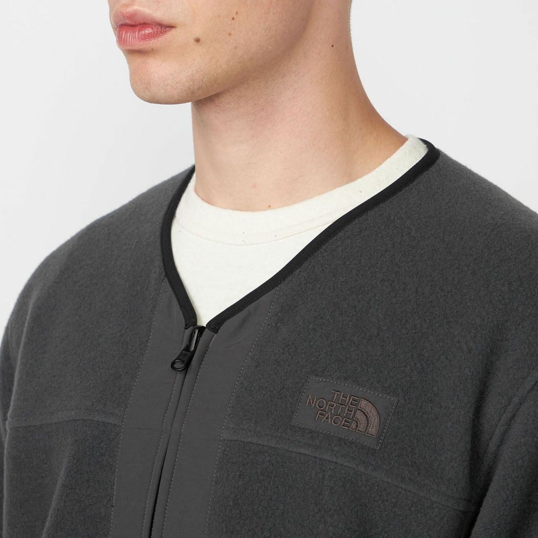 THE NORTH FACE PURPLE LABEL [ザ ノースフェイス パープルレーベル] プラスフリースフィールドカーディガン [N25FA037] AH ASPHALT &&モデル身長：175cm 着用サイズ：M&&