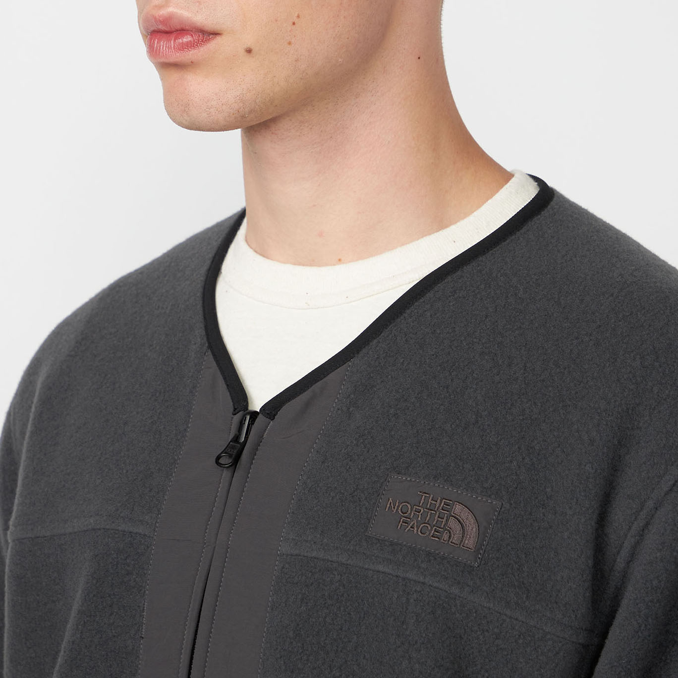 THE NORTH FACE PURPLE LABEL [ザ ノースフェイス パープルレーベル] プラスフリースフィールドカーディガン [N25FA037] AH ASPHALT &&モデル身長：175cm 着用サイズ：M&&