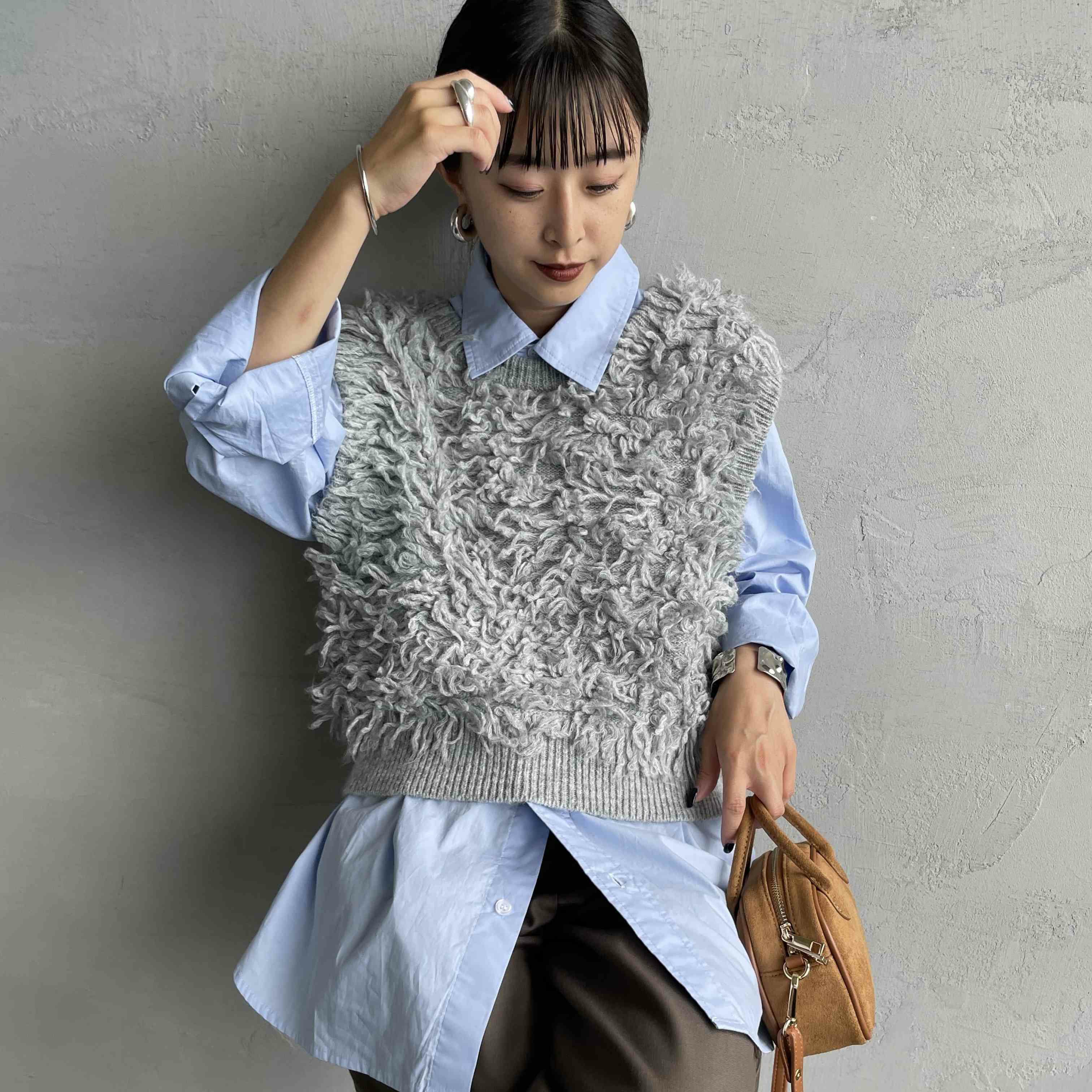 07 GRAY&&モデル身長：150cm 着用サイズ：F&&