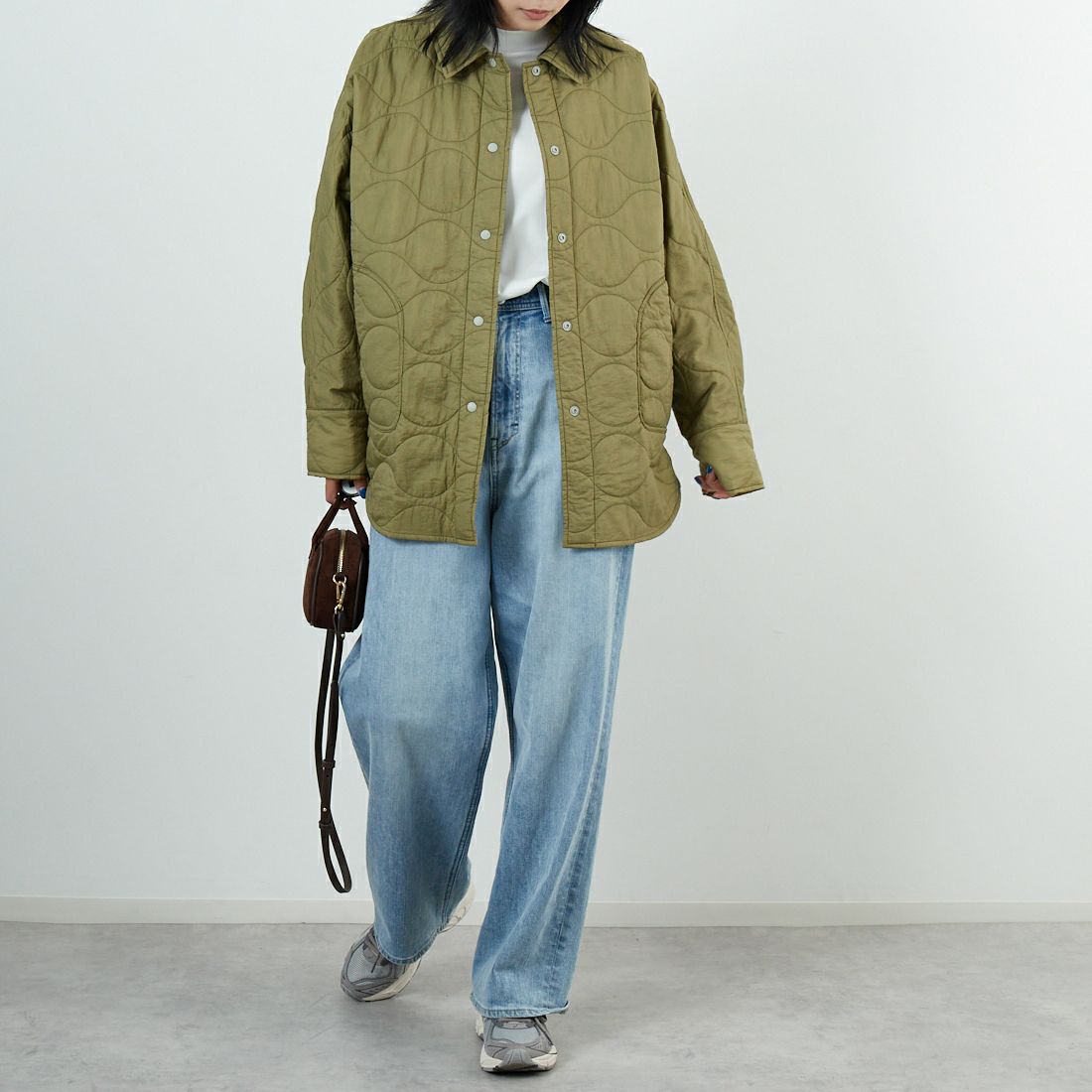 Munich [ミューニック] キルティングシャツアウター [MN252B52] 044 KHK &&モデル身長：167cm 着用サイズ：ONE SIZE&&