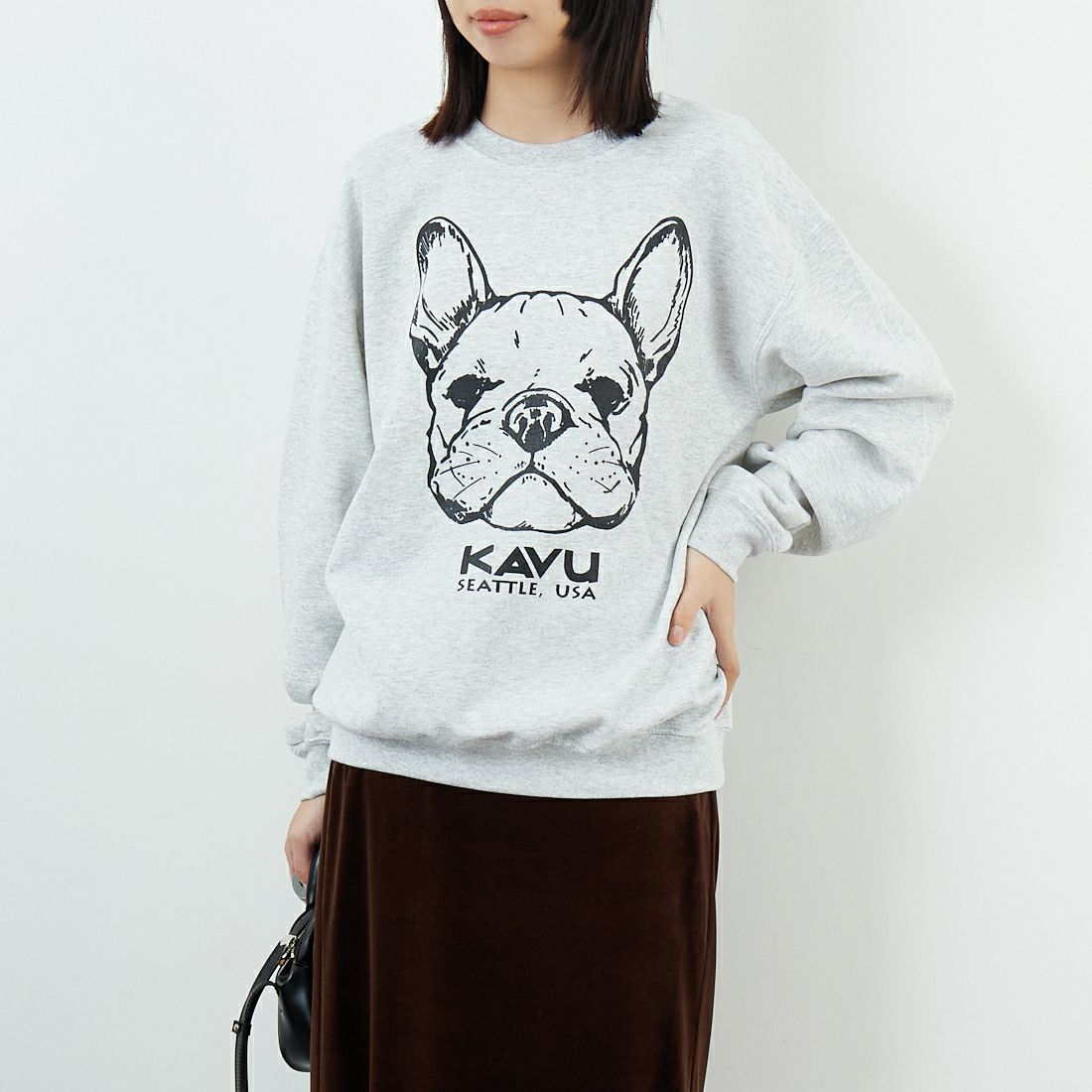 KAVU [カブー] 22ドッグスウェット [19822336] ASH &&モデル身長：162cm 着用サイズ：M&&