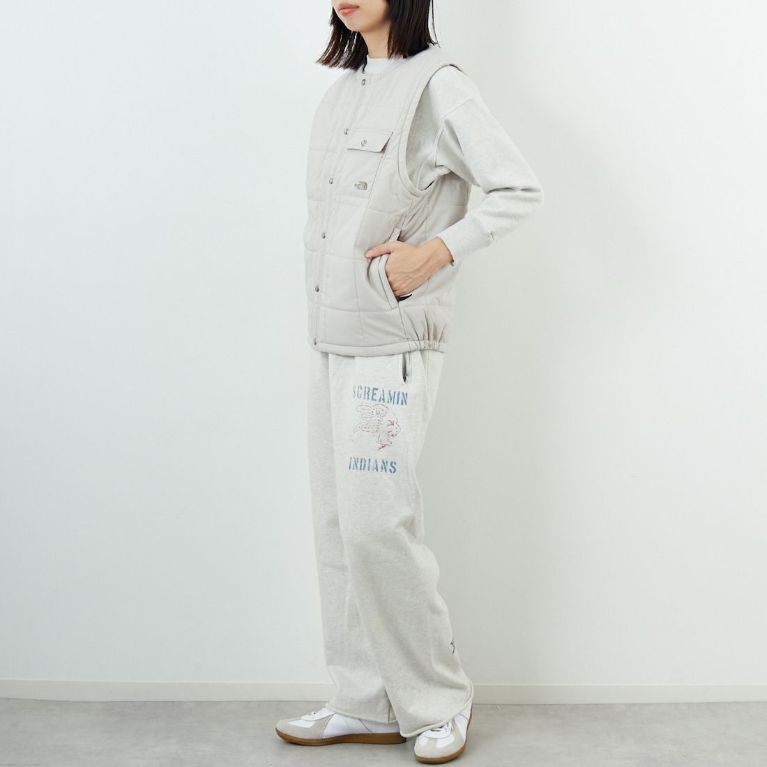 THE NORTH FACE [ザ ノースフェイス] メドウウォームベスト [NY82530] FI &&モデル身長：162cm 着用サイズ：S&&