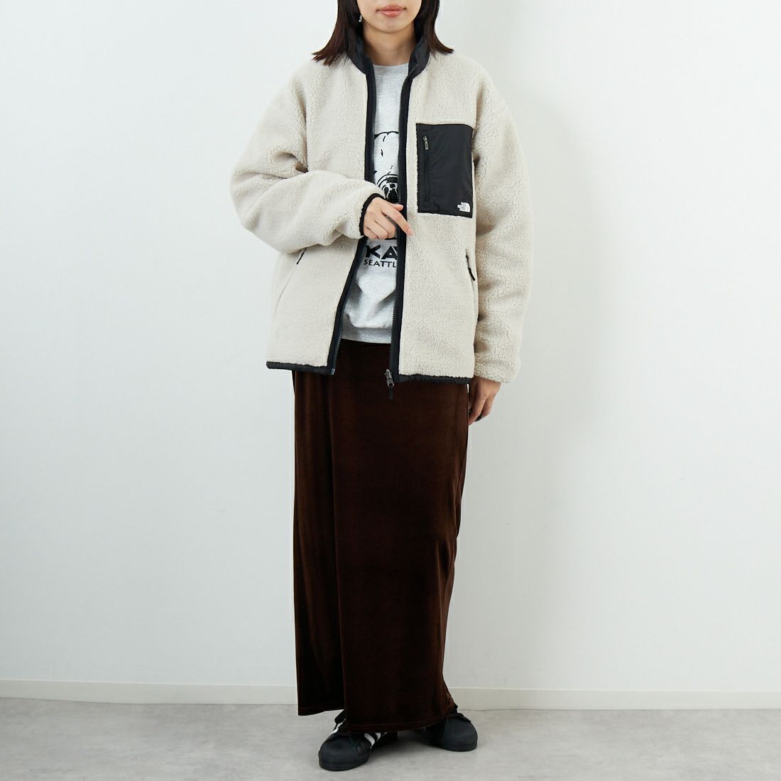 THE NORTH FACE [ザ ノースフェイス] リバーシブル エクストリームパイルフリースジャケット [NP72536] FK &&モデル身長：162cm 着用サイズ：S&&