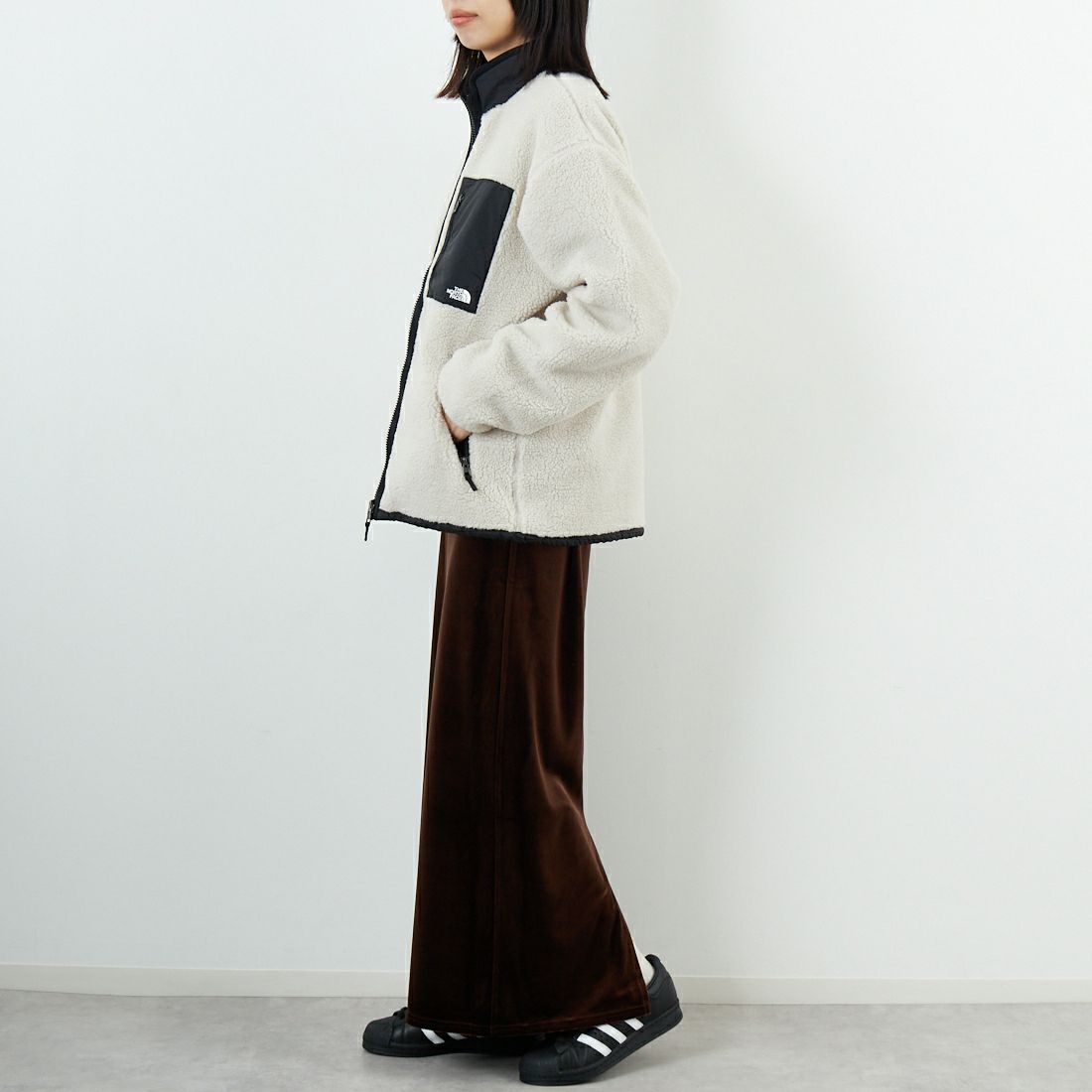 THE NORTH FACE [ザ ノースフェイス] リバーシブル エクストリームパイルフリースジャケット [NP72536] FK &&モデル身長：162cm 着用サイズ：S&&