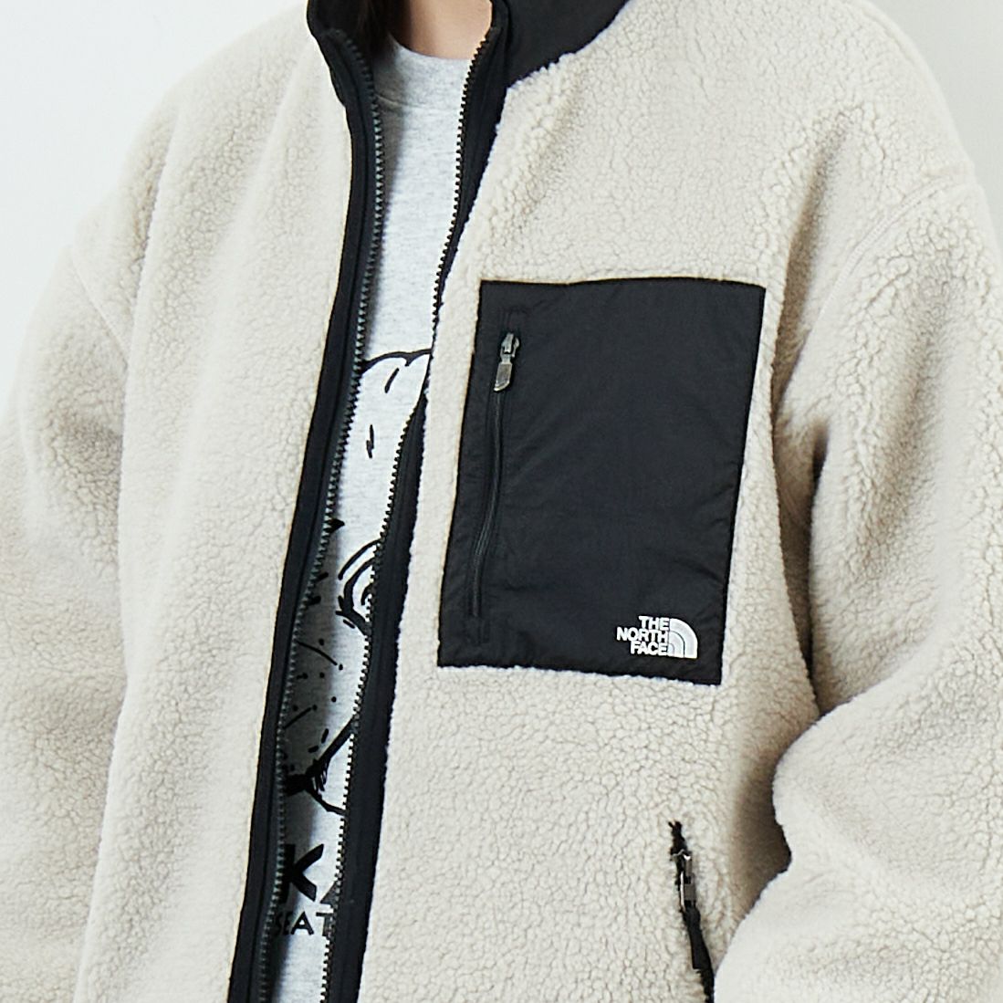 THE NORTH FACE [ザ ノースフェイス] リバーシブル エクストリームパイルフリースジャケット [NP72536] FK &&モデル身長：162cm 着用サイズ：S&&