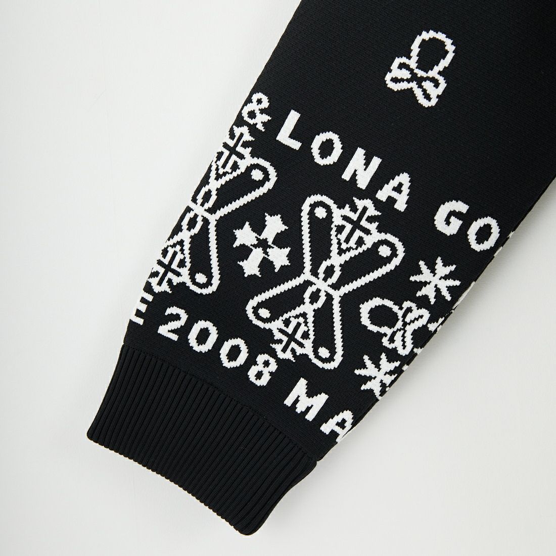 MARK & LONA [マークアンドロナ] ペイズリー柄ニットフーディ [MLM-5C-AB05] BLACK