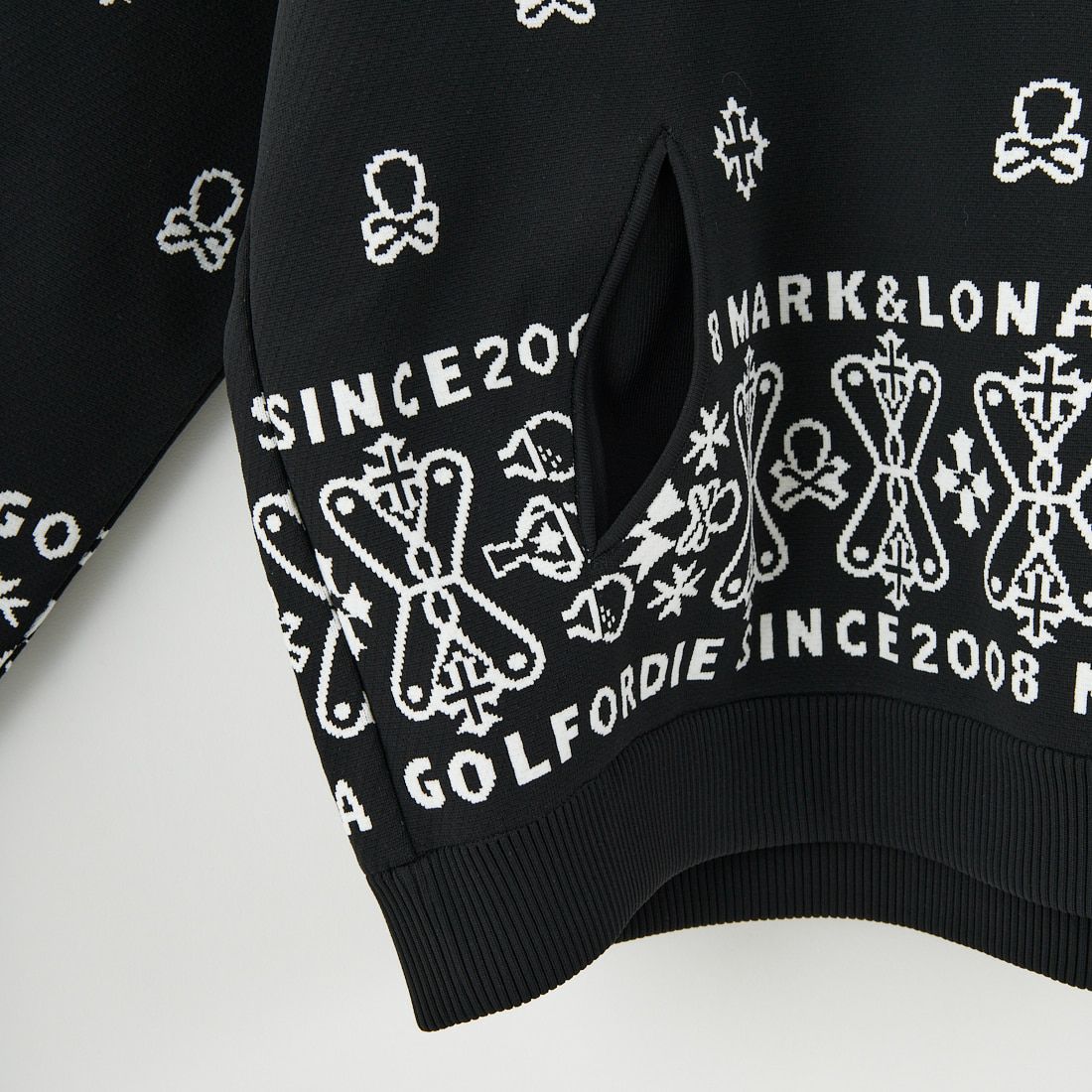 MARK & LONA [マークアンドロナ] ペイズリー柄ニットフーディ [MLM-5C-AB05] BLACK