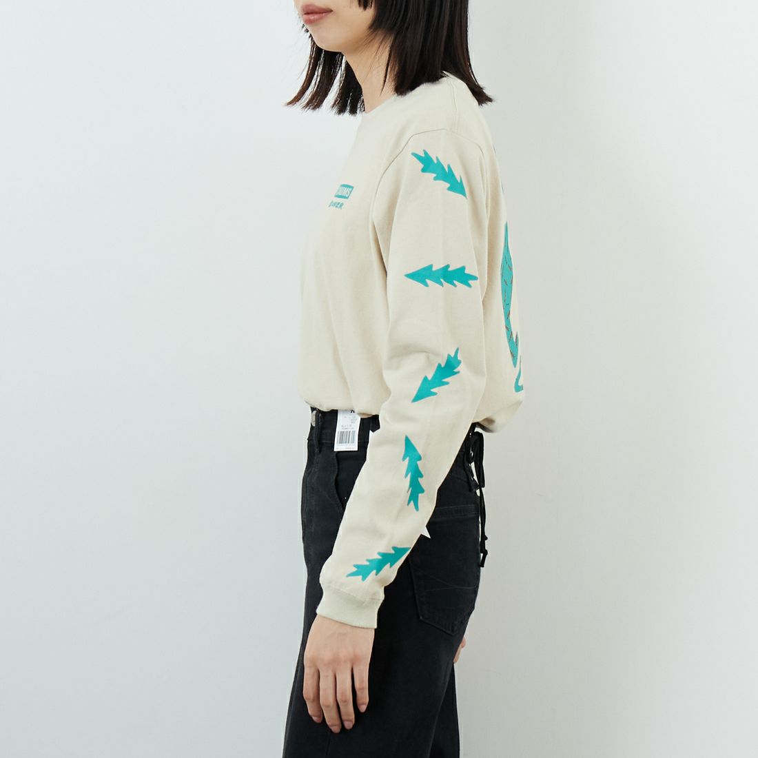 CHUMS [チャムス] パターンブラッシュドロングスリーブTシャツ [CH11-2636] G057 GREIG &&モデル身長：162cm 着用サイズ：WM&&