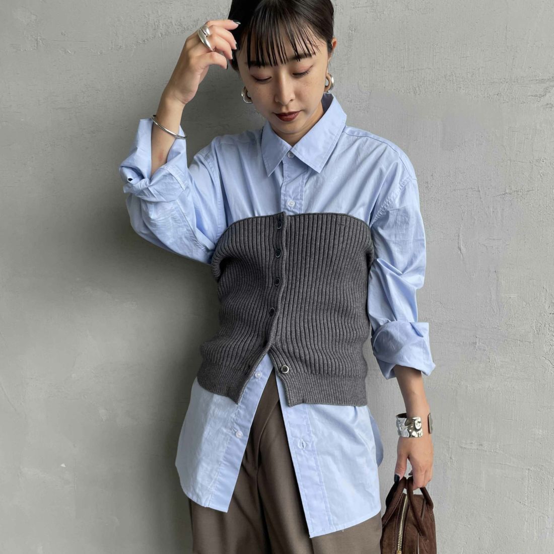 07 GRAY&&モデル身長：150cm 着用サイズ：F&&