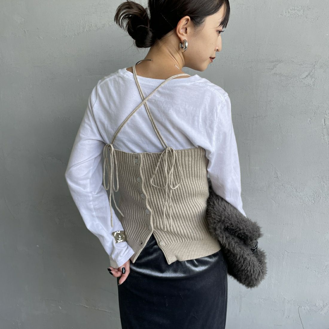 22 BEIGE&&モデル身長：150cm 着用サイズ：F&&