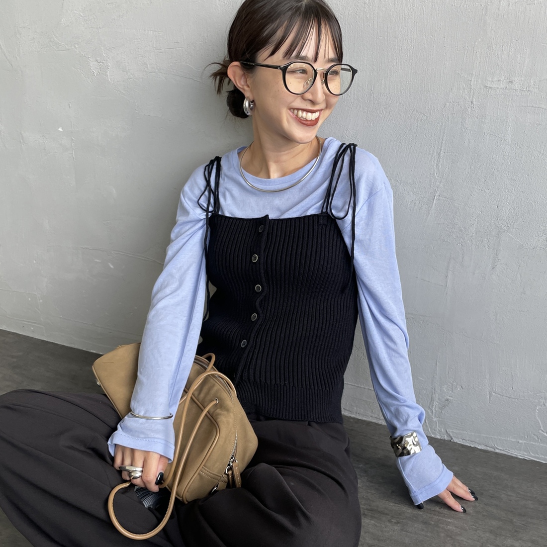 09 BLACK&&モデル身長：150cm 着用サイズ：F&&