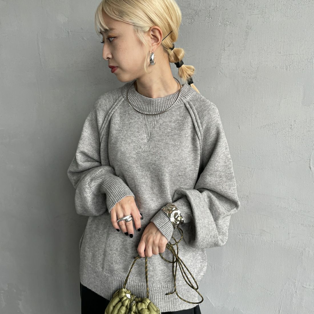 07 GRAY&&モデル身長：150cm 着用サイズ：F&&