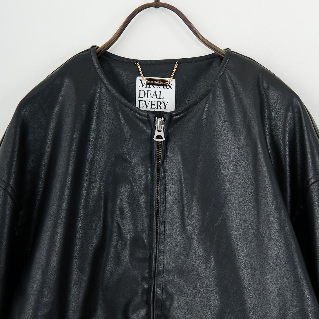 MICA&DEAL [マイカアンドディール] フェイクレザーノーカラーブルゾン [0125306263] BLACK