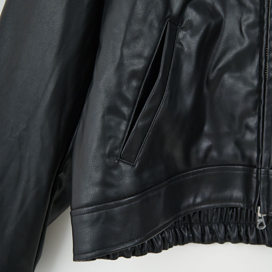 MICA&DEAL [マイカアンドディール] フェイクレザーノーカラーブルゾン [0125306263] BLACK