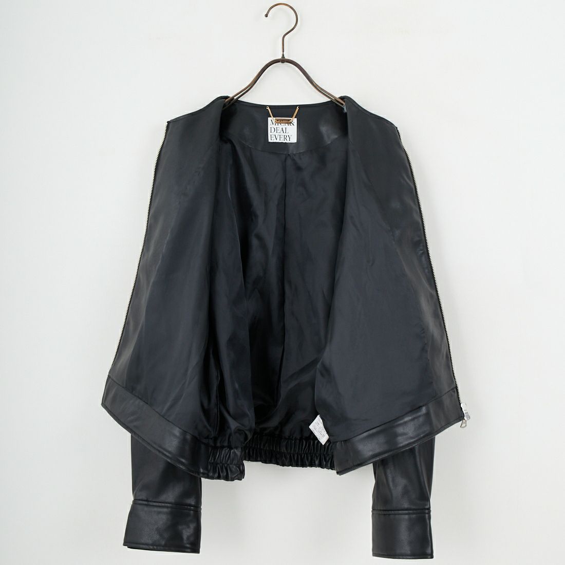 MICA&DEAL [マイカアンドディール] フェイクレザーノーカラーブルゾン [0125306263] BLACK