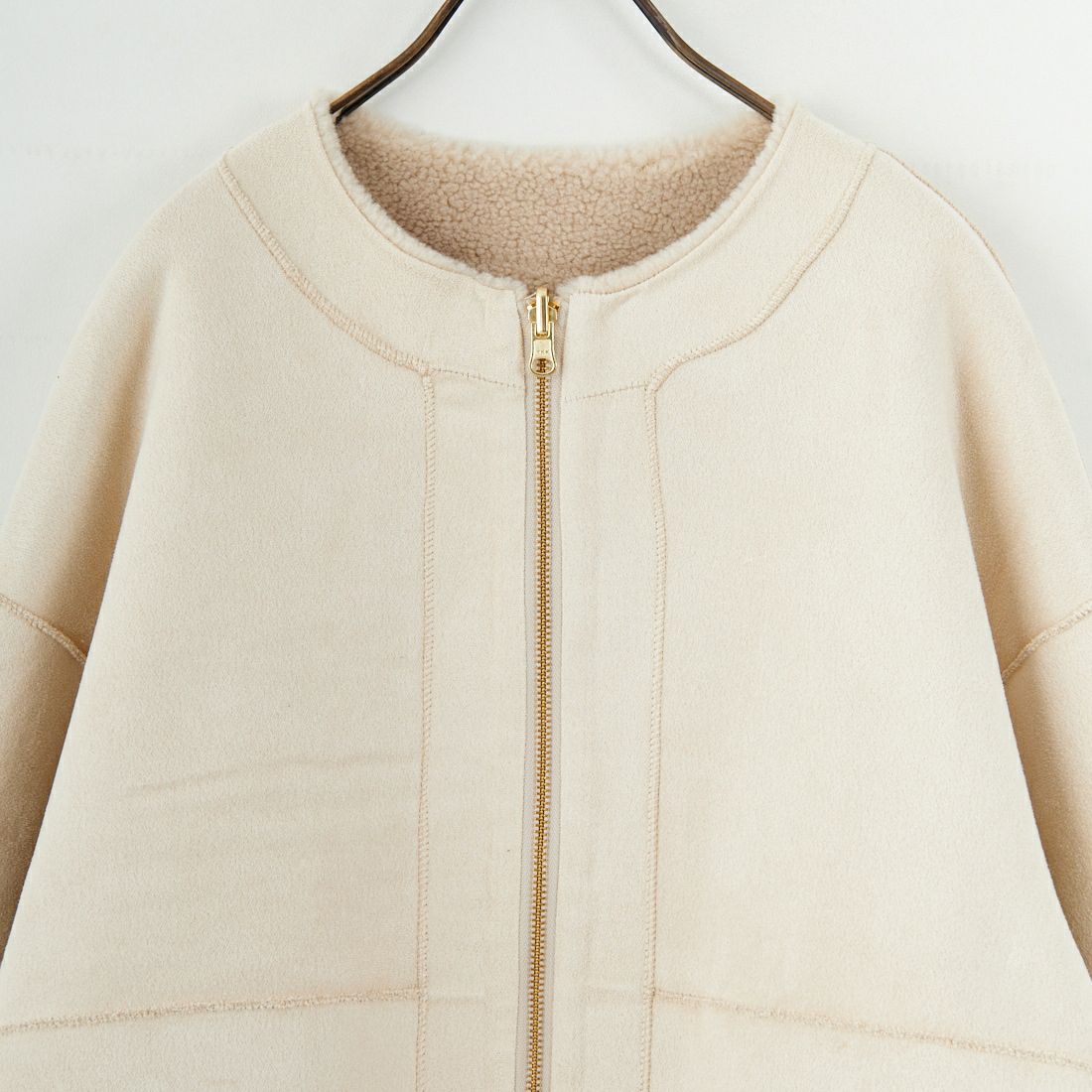 MICA&DEAL [マイカアンドディール] リバーシブルノーカラーボアコート [0125307267] BEIGE