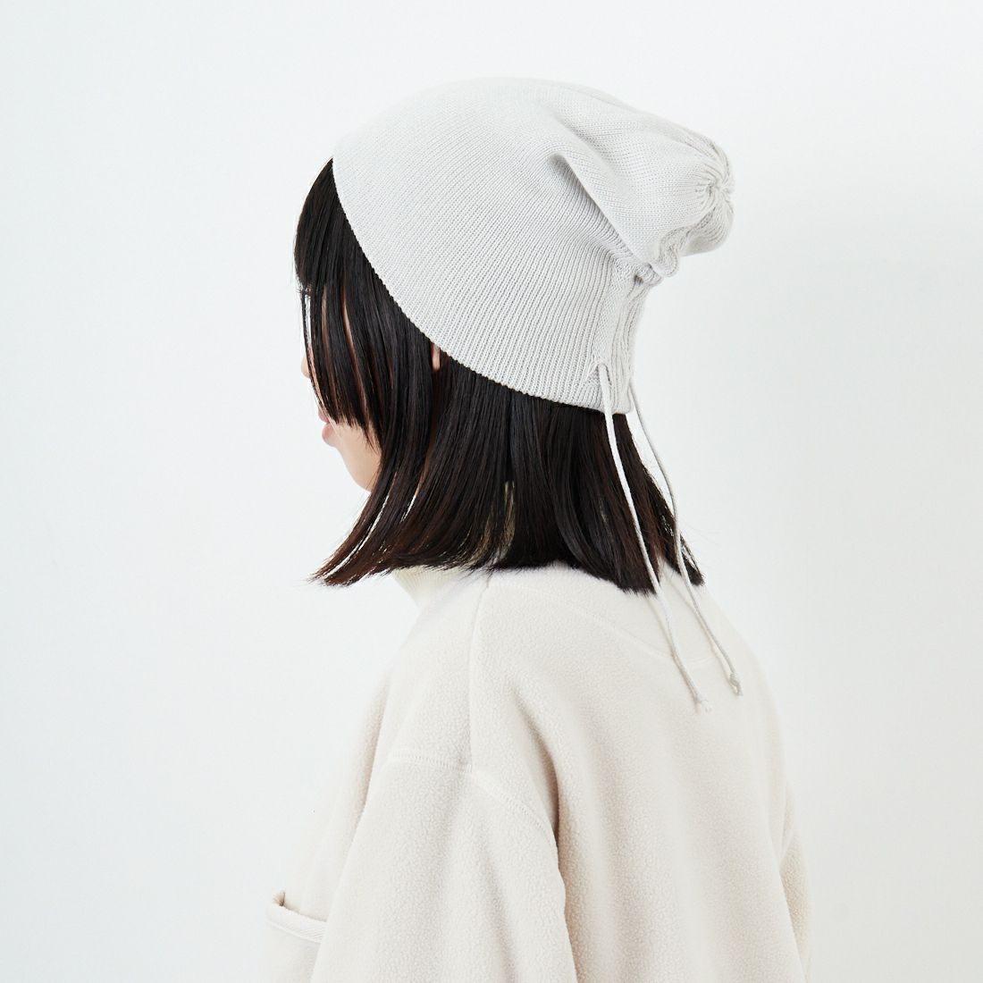 RACAL [ラカル] シャーリングビーニー [RL-25-026W] WHITE GRAY &&モデル身長：162cm 着用サイズ：F&&