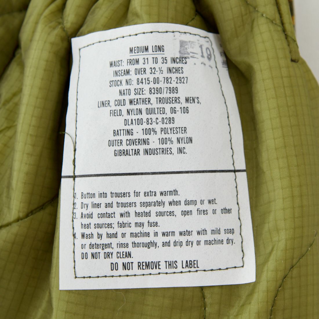 ODDMENT [オッドメント] キルティング ナップサック [QUITING-KNAPSACK] OLIVE