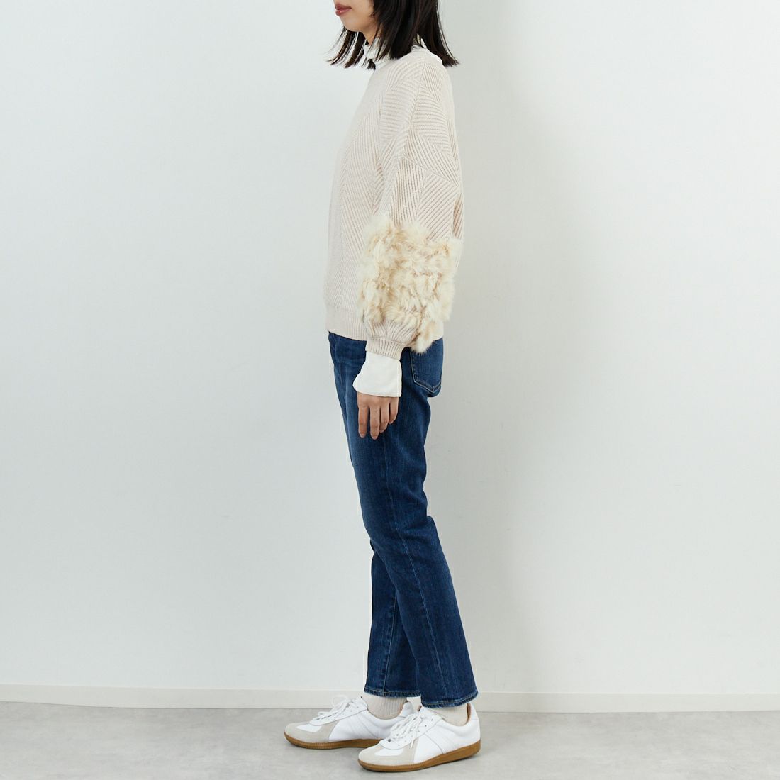 TORRAZZO DONNA [トラッゾドンナ] ラビット ファー ニットカーディガン [6262-467] 09 IVORY &&モデル身長：162cm 着用サイズ：F&&