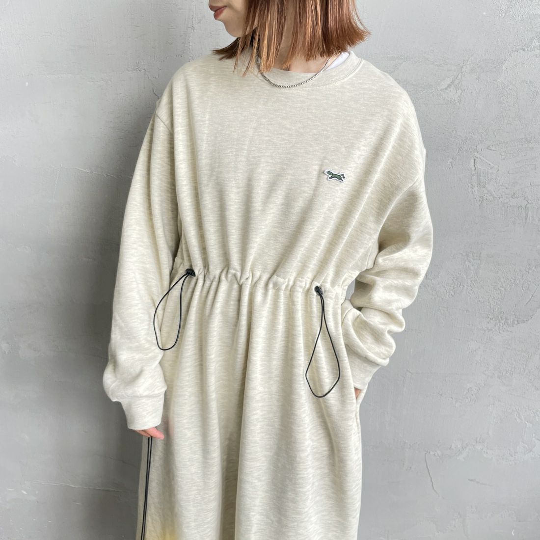 THE FOX [ザフォックス] ウエストドローコード スウェットワンピース [JFL25AW-07-JF] ASH GRY &&モデル身長：158cm 着用サイズ：M&&