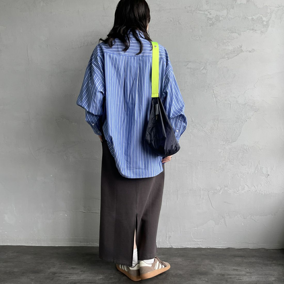 Health knit [ヘルスニット] クラシックスウェット ナローロングスカート [HR25F-L271IN-JF] CHARCOAL &&モデル身長：160cm 着用サイズ：S&&