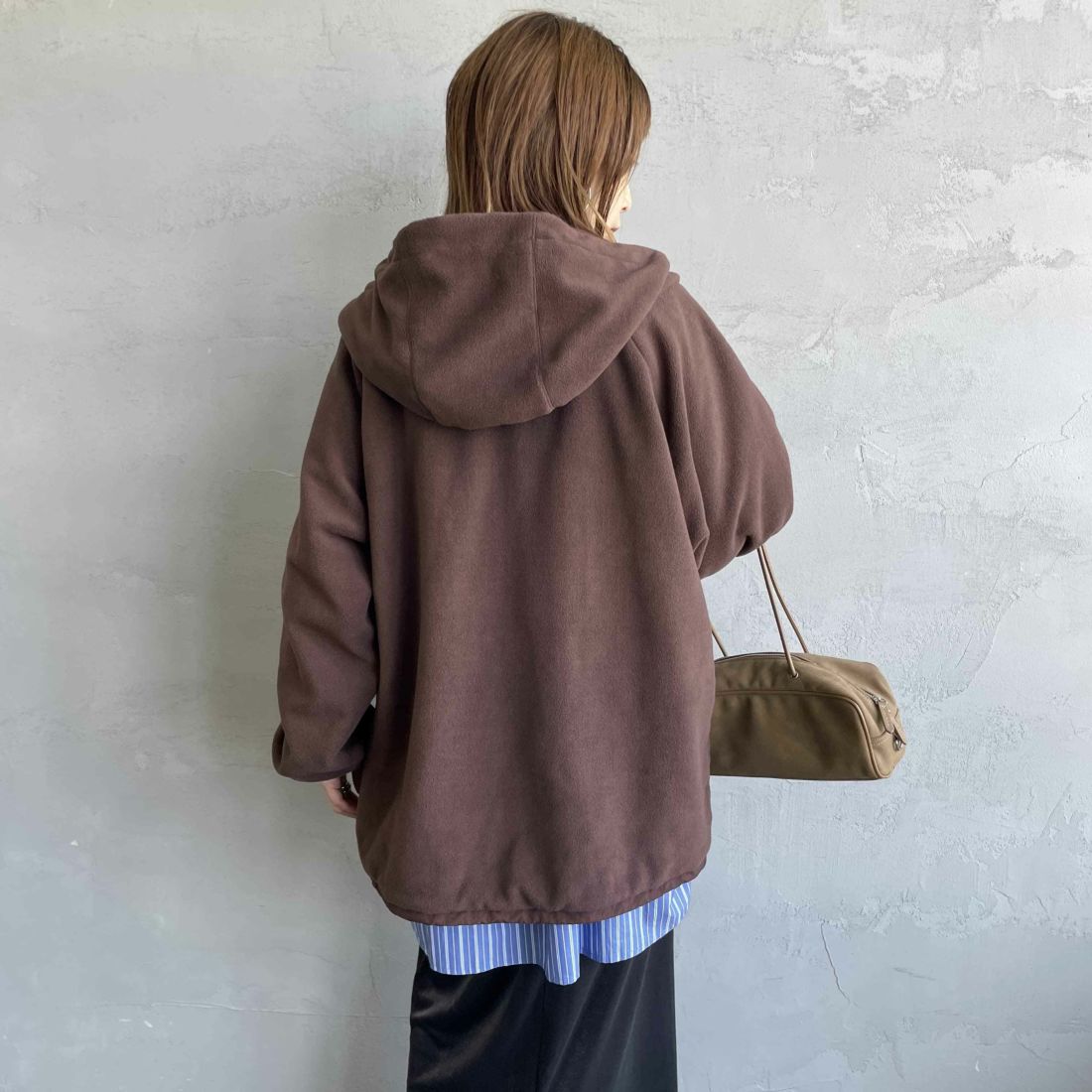 frostline [フロストライン] 別注 リバーシブルフードブルゾン [FL15-JK-IN5-JF] BROWN &&モデル身長：158cm 着用サイズ：M&&