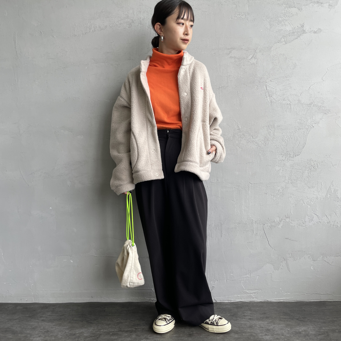 DANTON [ダントン] ダブルフェイスボア スタンドカラージャケット [DT-A0699WNN] BEIGE &&モデル身長：150cm 着用サイズ：M&&