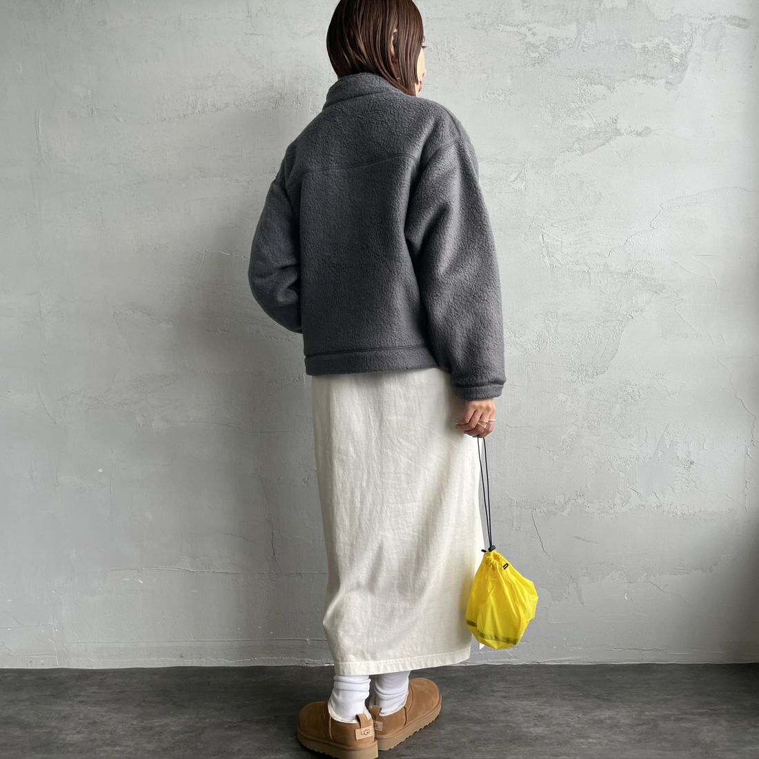 DANTON [ダントン] ダブルフェイスボア スタンドカラージャケット [DT-A0699WNN] CHARCOAL &&モデル身長：160cm 着用サイズ：M&&