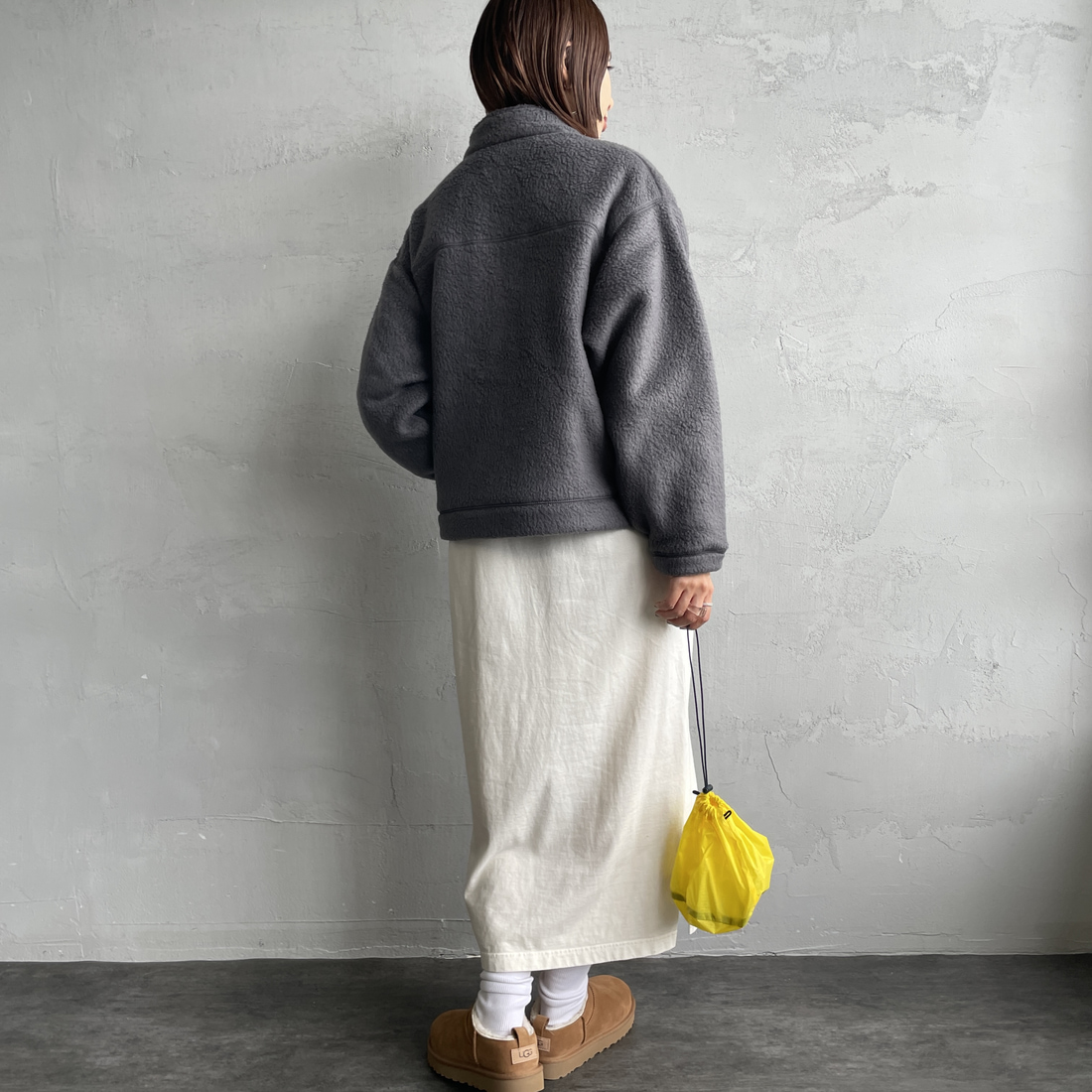 DANTON [ダントン] ダブルフェイスボア スタンドカラージャケット [DT-A0699WNN] CHARCOAL &&モデル身長：160cm 着用サイズ：M&&