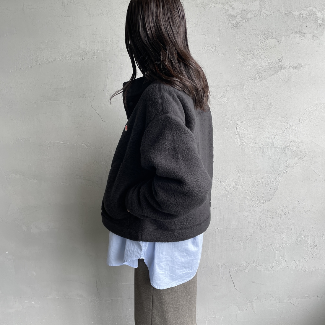 DANTON [ダントン] ダブルフェイスボア スタンドカラージャケット [DT-A0699WNN] BLACK &&モデル身長：160cm 着用サイズ：S&&