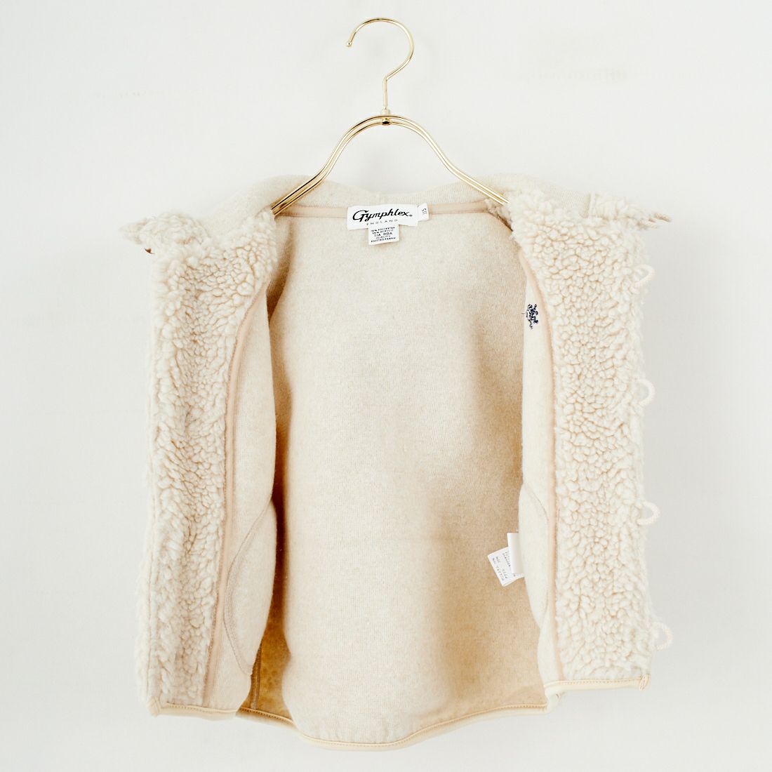 Gymphlex [ジムフレックス] キッズ ボアフーデッドベスト [J-1142BOA] OYSTER WHT