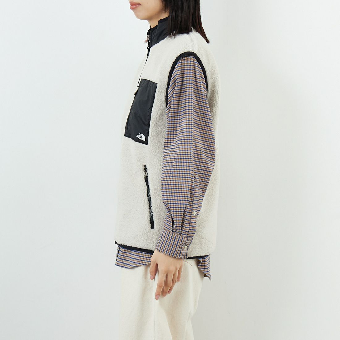 THE NORTH FACE [ザ ノースフェイス] リバーシブル エクストリームパイルフリースベスト [NP72537] FK &&モデル身長：162cm 着用サイズ：S&&