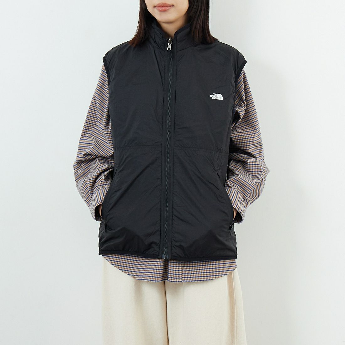 THE NORTH FACE [ザ ノースフェイス] リバーシブル エクストリームパイルフリースベスト [NP72537] FK &&モデル身長：162cm 着用サイズ：S&&