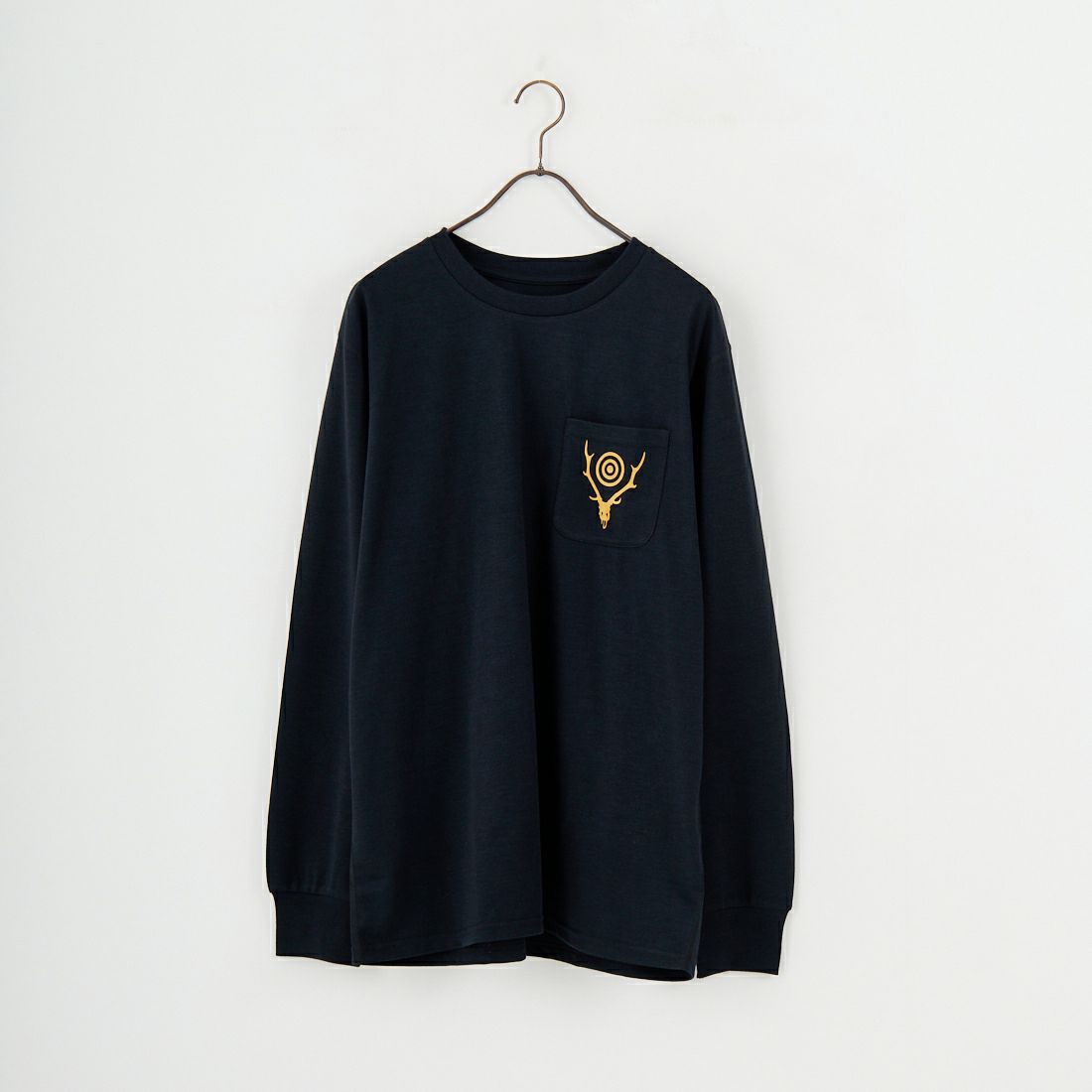 South2West8 [サウスツーウエストエイト] ロングスリーブ ラウンドポケットTシャツ [RW658] B BLACK