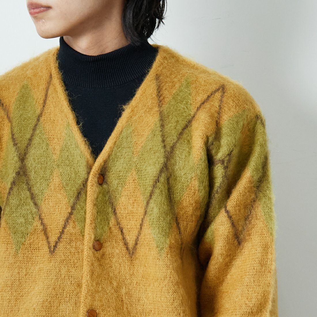 Needles [ニードルズ] モヘアカーディガン アーガイル [RW355] MASTARD