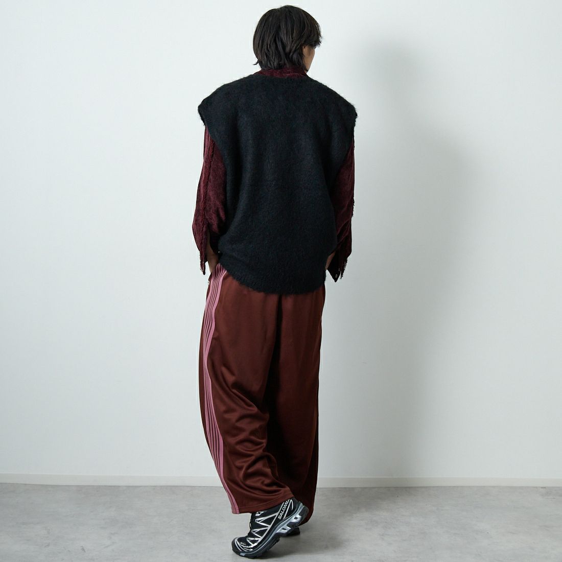 Needles [ニードルズ] モヘアニットベスト SOLID [RW359] C BLACK &&モデル身長：179cm 着用サイズ：M&&