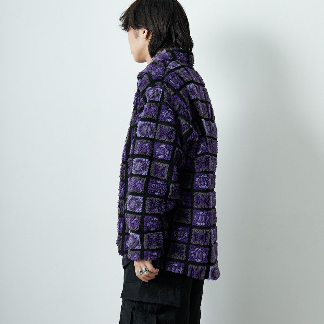 Needles [ニードルズ] ファージャケット [RW174] PPL/BLK &&モデル身長：179cm 着用サイズ：M&&