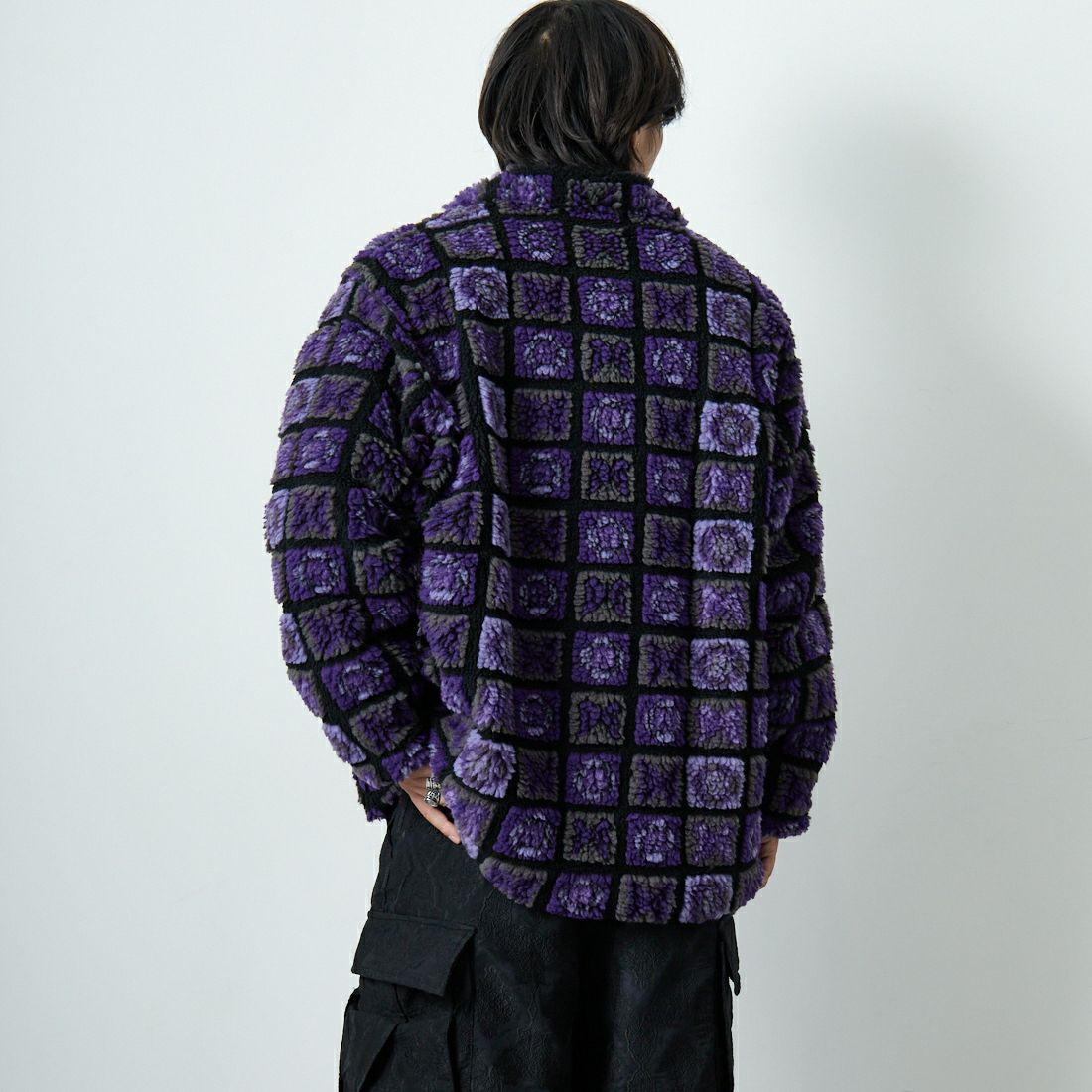 Needles [ニードルズ] ファージャケット [RW174] PPL/BLK &&モデル身長：179cm 着用サイズ：M&&