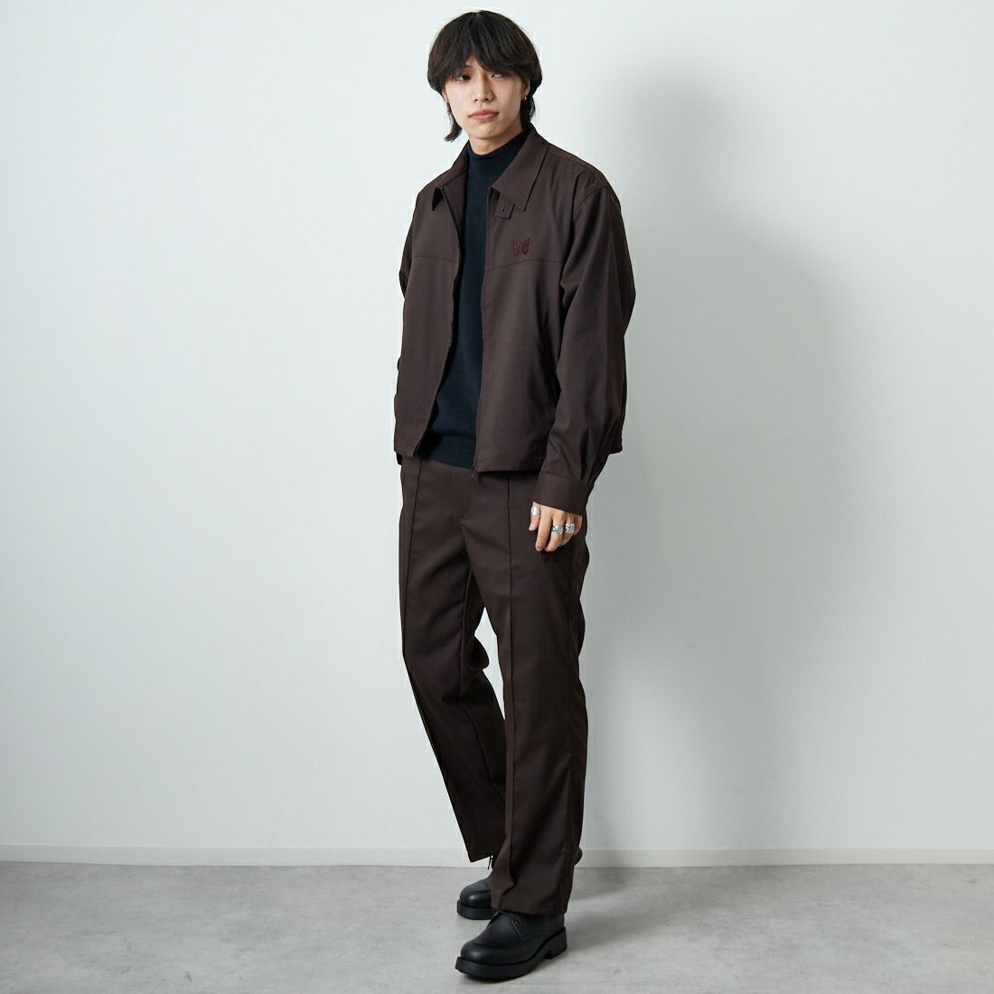 Needles [ニードルズ] ウォームアップパンツ [RW256] B BROWN &&モデル身長：179cm 着用サイズ：S&&