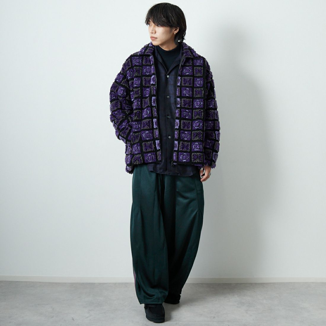 Needles [ニードルズ] ヒザデルトラックパンツ [RW320] B GREEN &&モデル身長：179cm 着用サイズ：S&&