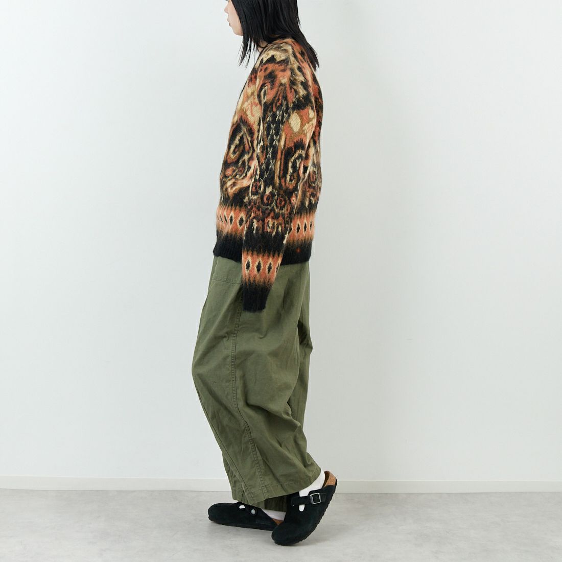 Needles [ニードルズ] ファティーグ ヒザデルパンツ [RW237] A OLIVE &&モデル身長：167cm 着用サイズ：1&&