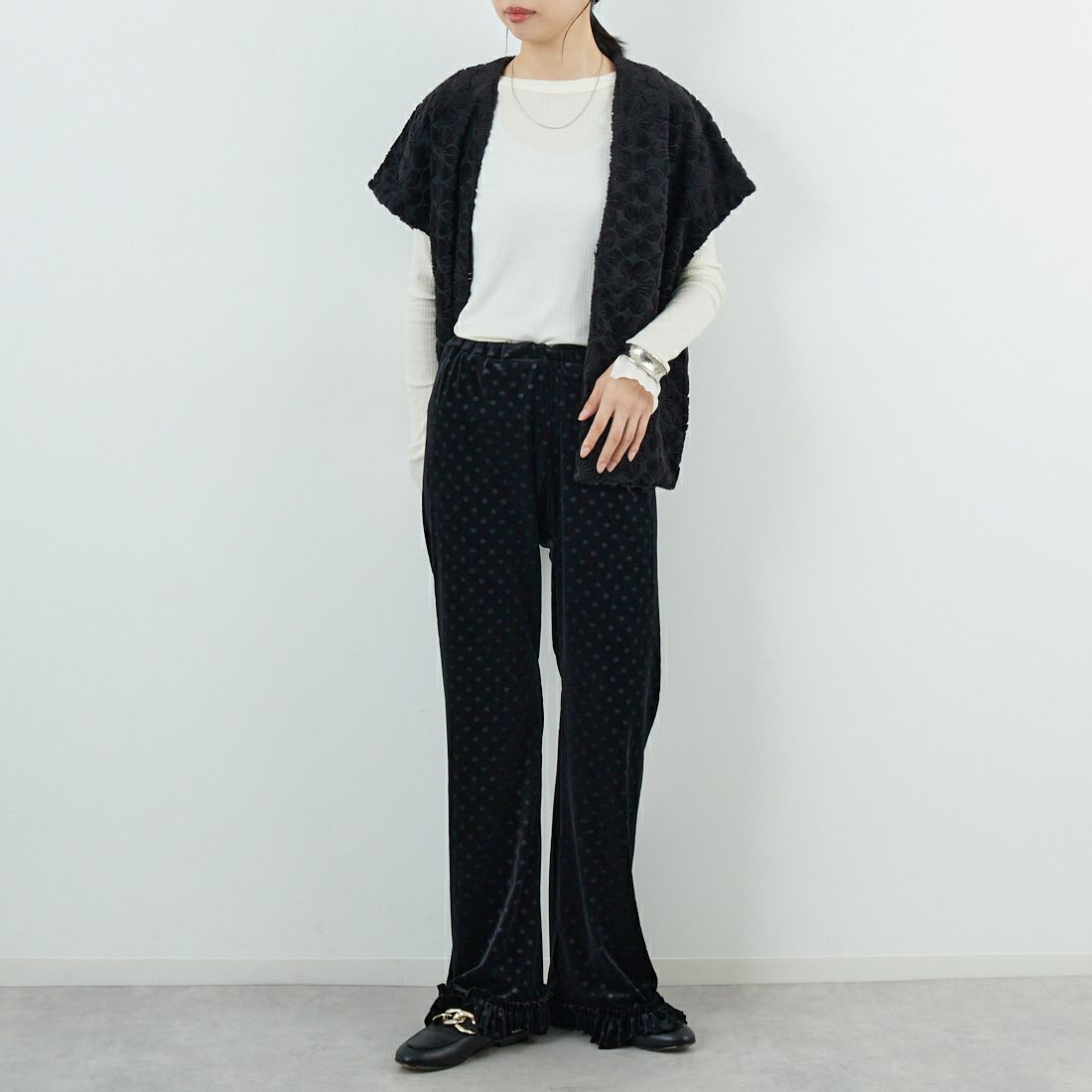 RhodolirioN [ロドリリオン] ベロア フリルパンツ [RV1085]｜ジーンズ