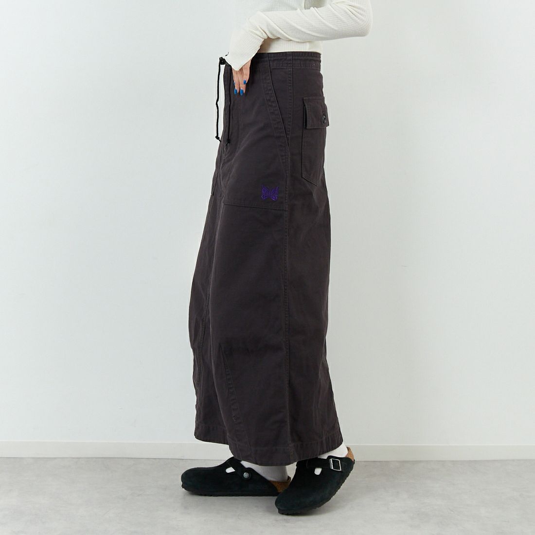 Needles [ニードルズ] ストリングファティーグスカート [RW218] B BLACK &&モデル身長：167cm 着用サイズ：1&&