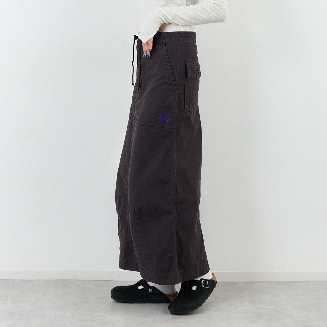 Needles [ニードルズ] ストリングファティーグスカート [RW218] B BLACK &&モデル身長：167cm 着用サイズ：1&&