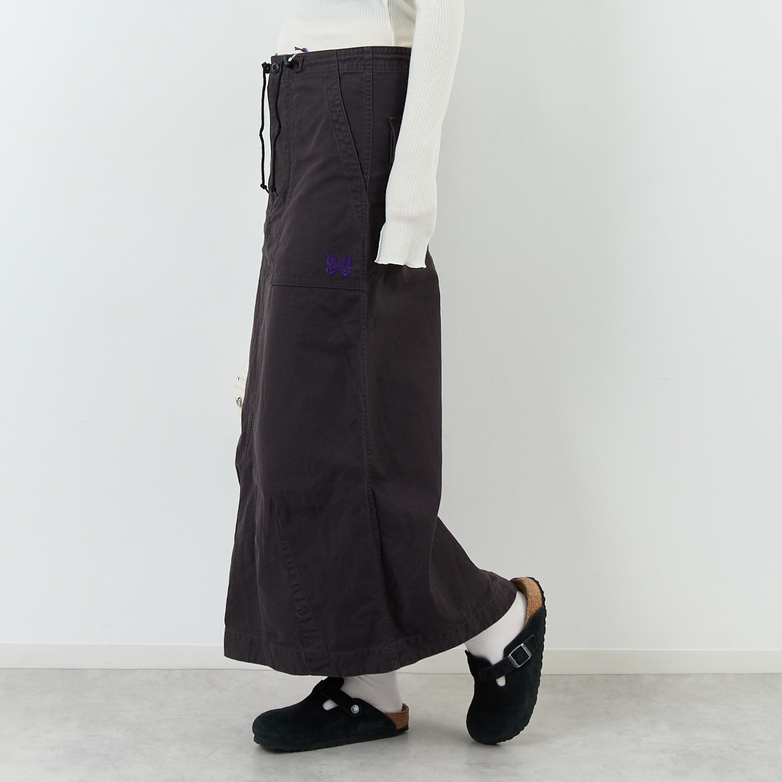 Needles [ニードルズ] ストリングファティーグスカート [RW218] B BLACK &&モデル身長：167cm 着用サイズ：1&&