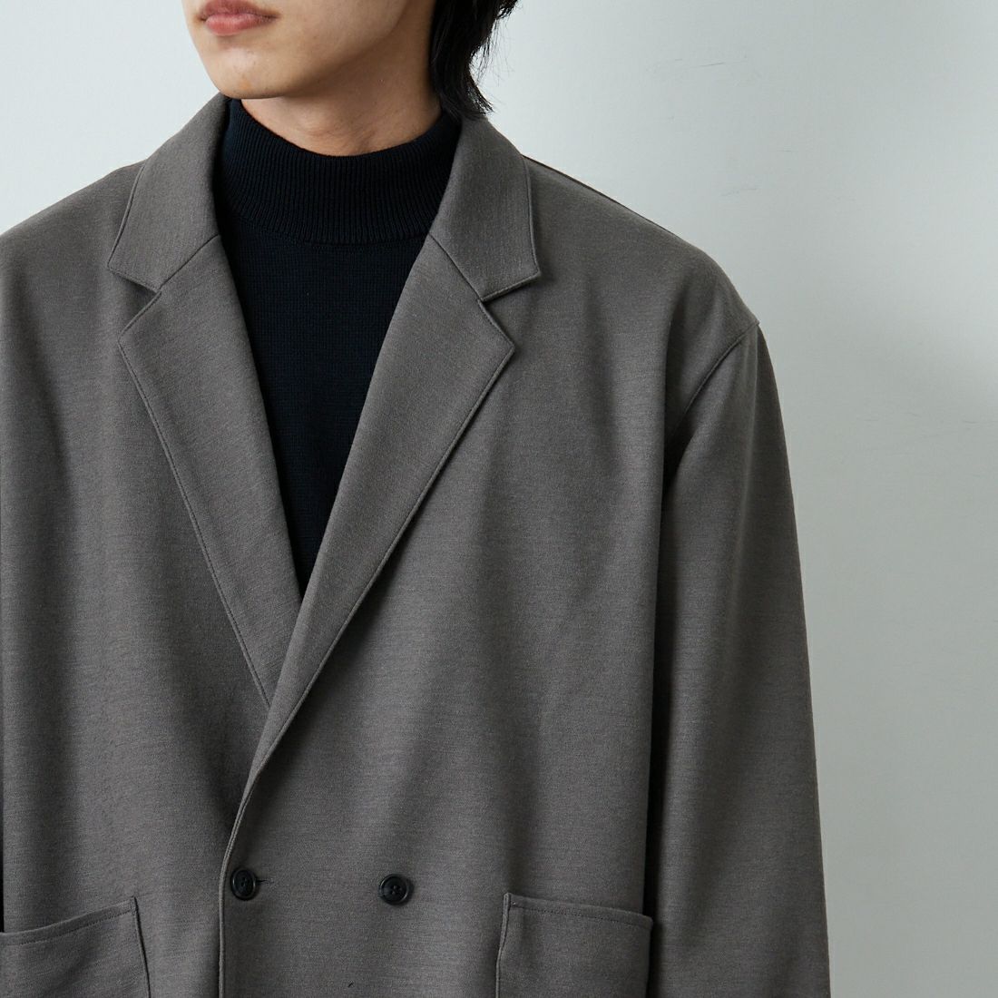 STILL BY HAND [スティルバイハンド] ウールジャージージャケット [CS03253] GREIGE &&モデル身長：179cm 着用サイズ：46&&