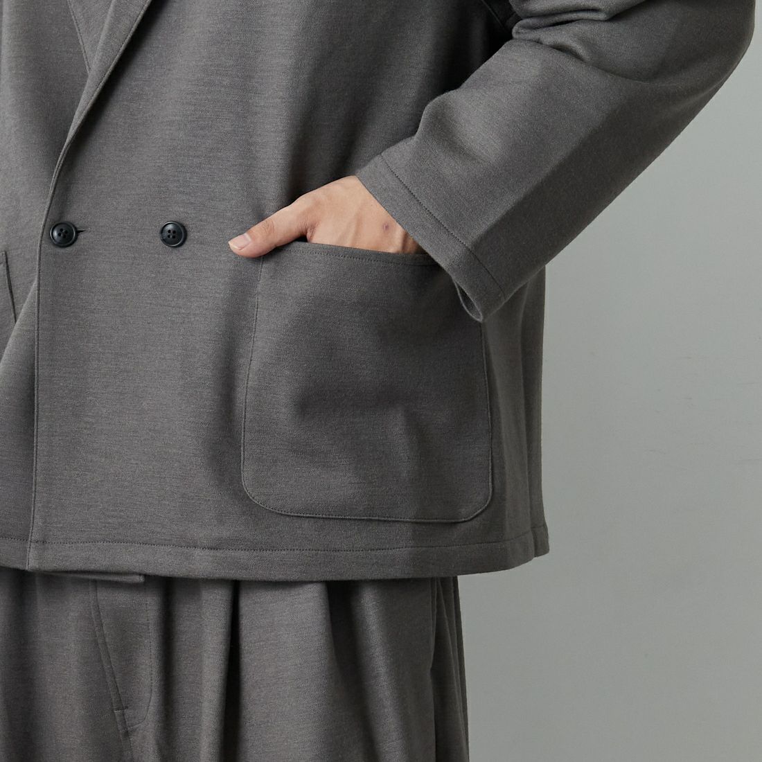 STILL BY HAND [スティルバイハンド] ウールジャージージャケット [CS03253] GREIGE &&モデル身長：179cm 着用サイズ：46&&