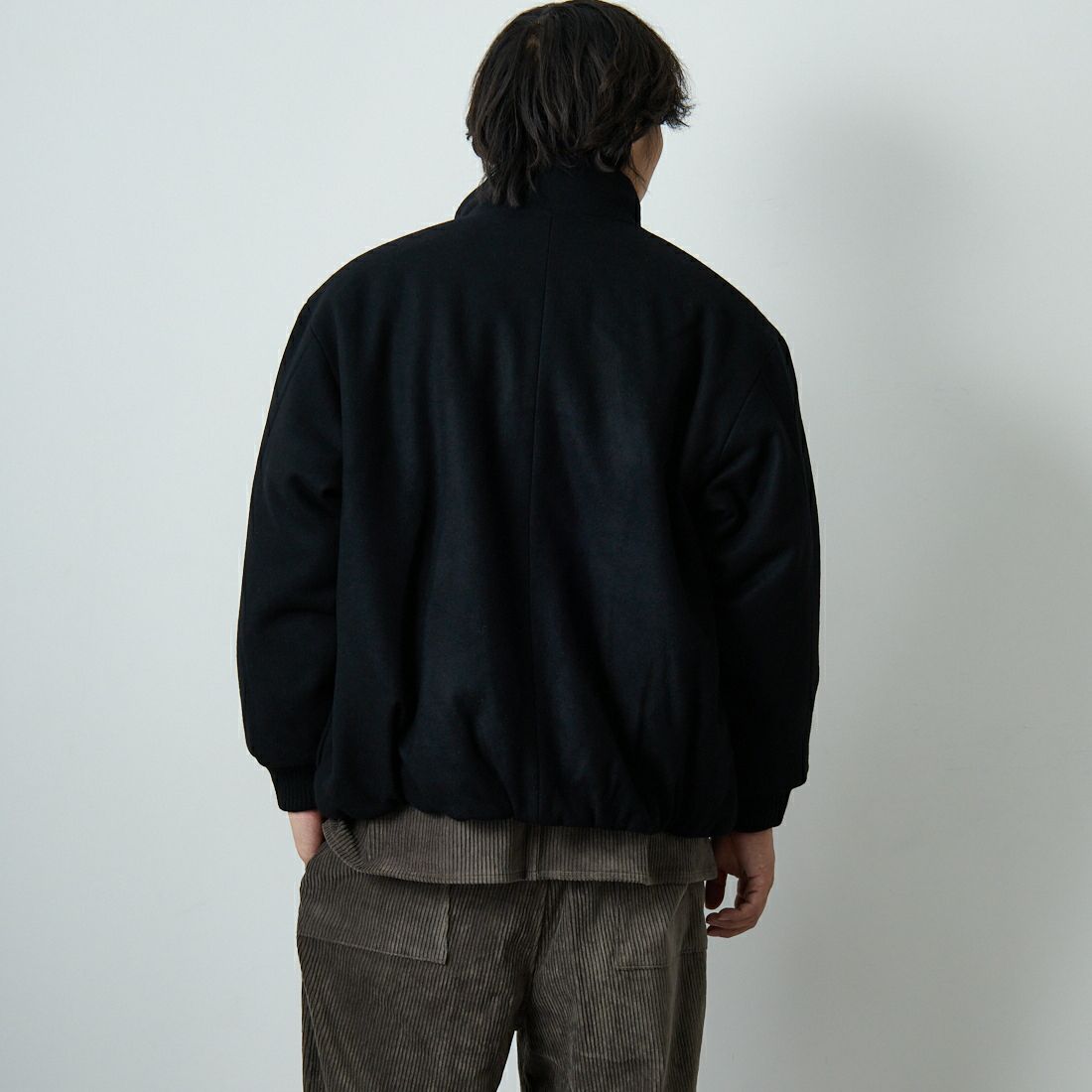 STILL BY HAND [スティルバイハンド] パデッドウールブルゾン [BL07253] BLACK &&モデル身長：179cm 着用サイズ：46&&